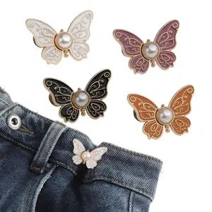 4 Sets Butterfly Waist Tightener for Jeans - No Sew Detachable Metal Waist Clips to Make Pants Waist Smaller, Adjustable Jean Tightening Pins for Loose Pants & Skirts