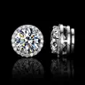 Round Magnetic Stud Earrings for Men Women, No Piercing Needed, Iced Out CZ Diamond Stud Earrings, Silver Tone/ Gold Plated Magnetic Earrings, Non Pierced Hip Hop Studs Gift Sparkling Ear Jewelry