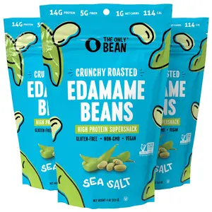 The Only Bean Crunchy Roasted Edamame Beans (Sea Salt) - Keto-Friendly, Low Carb, High Protein Snack, Gluten-Free, Vegan, 4 oz (3 Pack) Fiber Taffy
