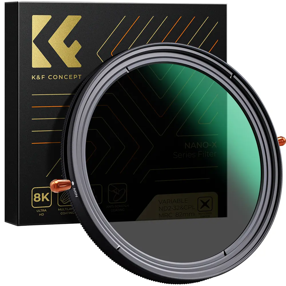K&F CONCEPT Nano-X Series 2-in-1 Variable Fader ND Filter (ND2-ND32) & CPL Circular Polarizing Filter for Camera Lenses, Camera Accessories with Aluminium Frame, AGC Glass, Multi-Coated, No X Spot, Waterproof, Scratch-Resistant