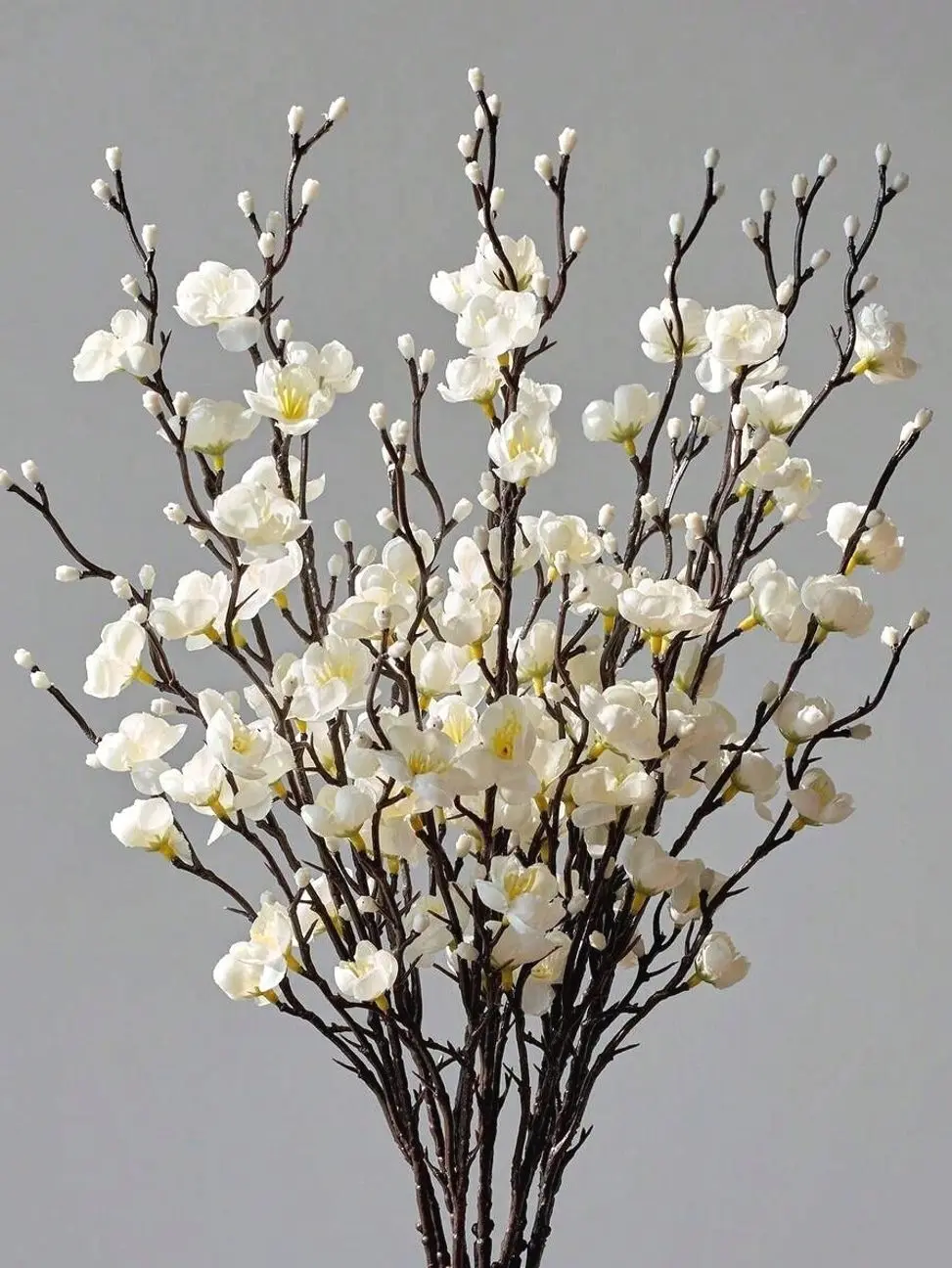 4/8pcs Artificial White Plum Blossom, 21.7" Long Stem Faux Flowers, Winter Wedding, Home, Office, Hotel & Party Decor