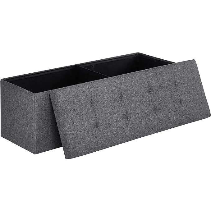 Storage Ottoman Bench, Folding Ottoman Foot Rest, 15 x 43 x 15 Inches, End of Bed Bench, Storage Chest, for Living Room, Bedroom, Hallway, Entryway, Holds up to 700 lb,Dark Gray Storage Ottoman Bench, Folding Ottoman Foot Rest, 15 x 30 x 15 Inches, End of
