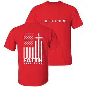Wear Red On 14th October T-shirt, Faith Over Fear Shirt, Memorial Red Tee, Patriotic Casual Shirt, Christian Graphic Cotton Tee
