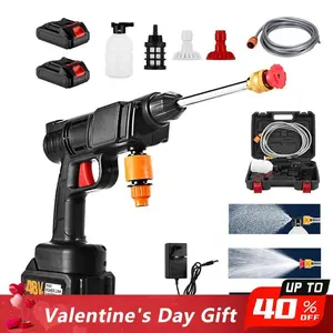 Wireless Portable High Pressure Washer, Nozzle Electric High Power Cleaner 2 Rechargeable Battery Powered By, Handheld Electric Cleaner Water, for Valentine’s Day Gift