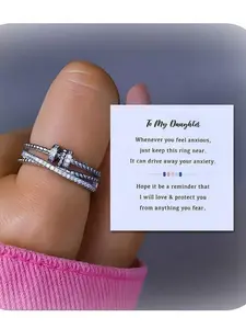 Elegant Zirconia Ring, Adjustable Open Design, Multi-Circle Sparkle, Stackable Rings, Stacking Rings, Ideal for Anxiety Relief & Stylish Wear, Perfect Gift Choice