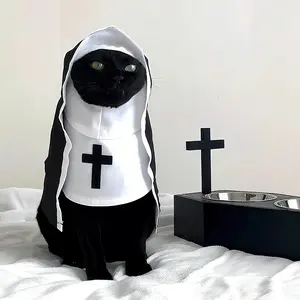 Funny Robe Style Pet Costume for Dogs & Cats Cute Cosplay Outfit with Cross Design and Hooded Design