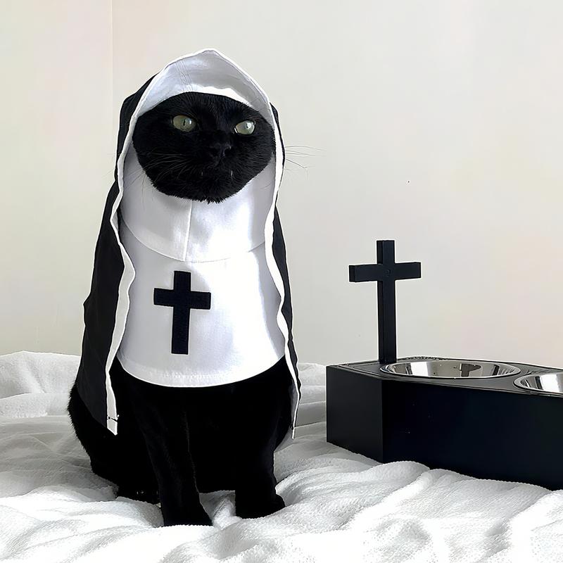 Funny Robe Style Pet Costume for Dogs & Cats Cute Cosplay Outfit with Cross Design and Hooded Design