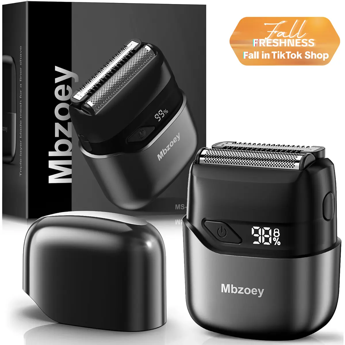 [Fallfreshness]Mbzoey Foil Shavers for Men, Mini Razor, Compact Face Shaver, IPX7 Waterproof Wet Dry Fathers Day Gift Steel Facial smartliving Titaniu