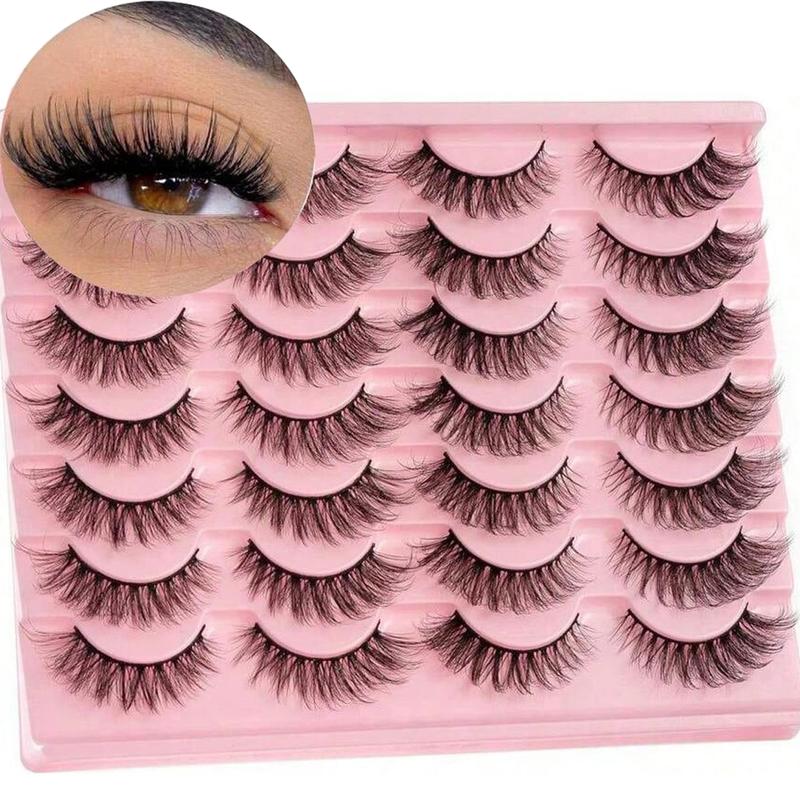 14 Pairs Faux Mink Strip Eyelashes Natural Look Short Cat Eye Fluffy Thin False Eyelashes Set For Daily Makeup F7 6-15mm Cosmetic
