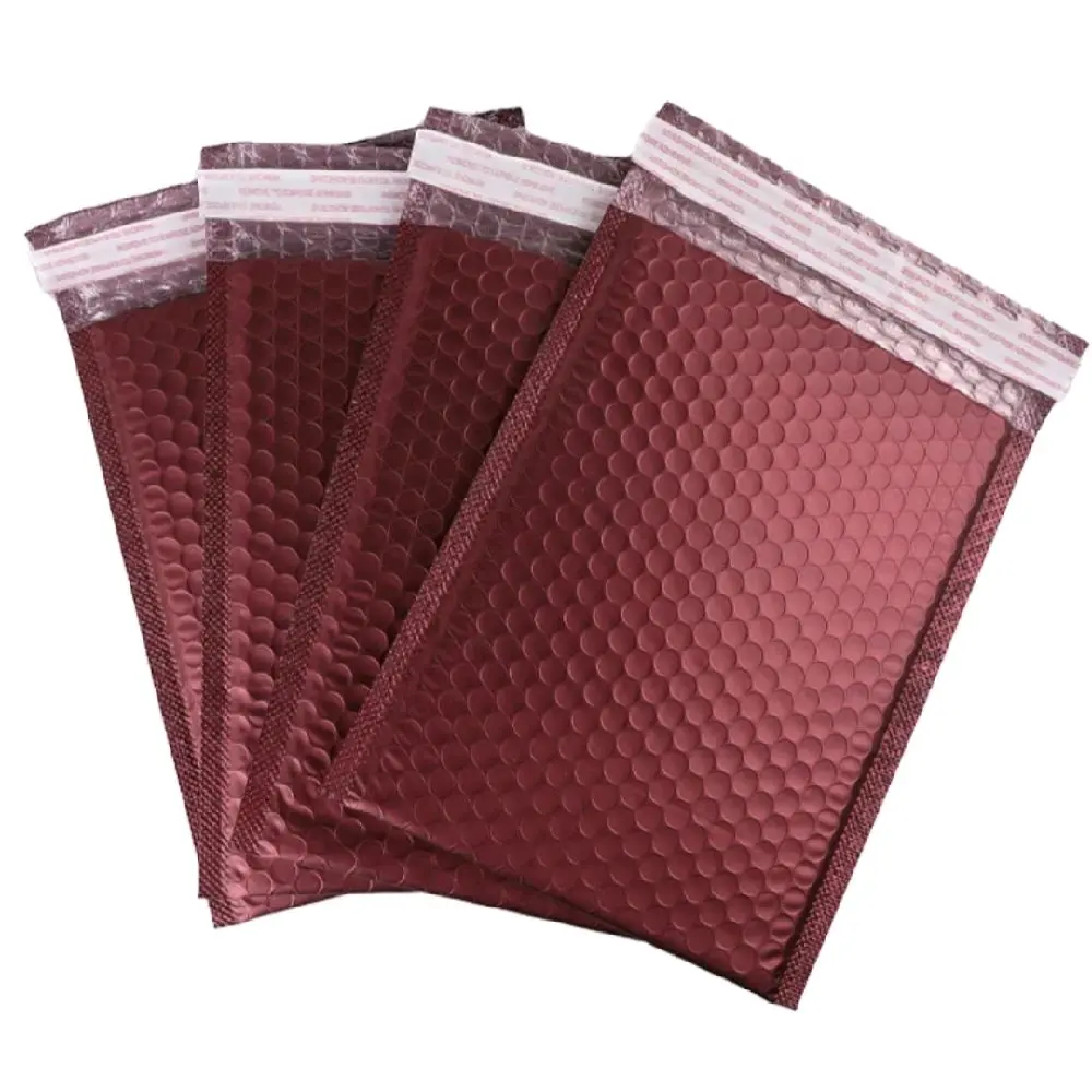 25-Pack  9×11 inches Burgundy Metallic Bubble Mailers, Heavy-Duty Self-Seal Waterproof Shipping Envelopes