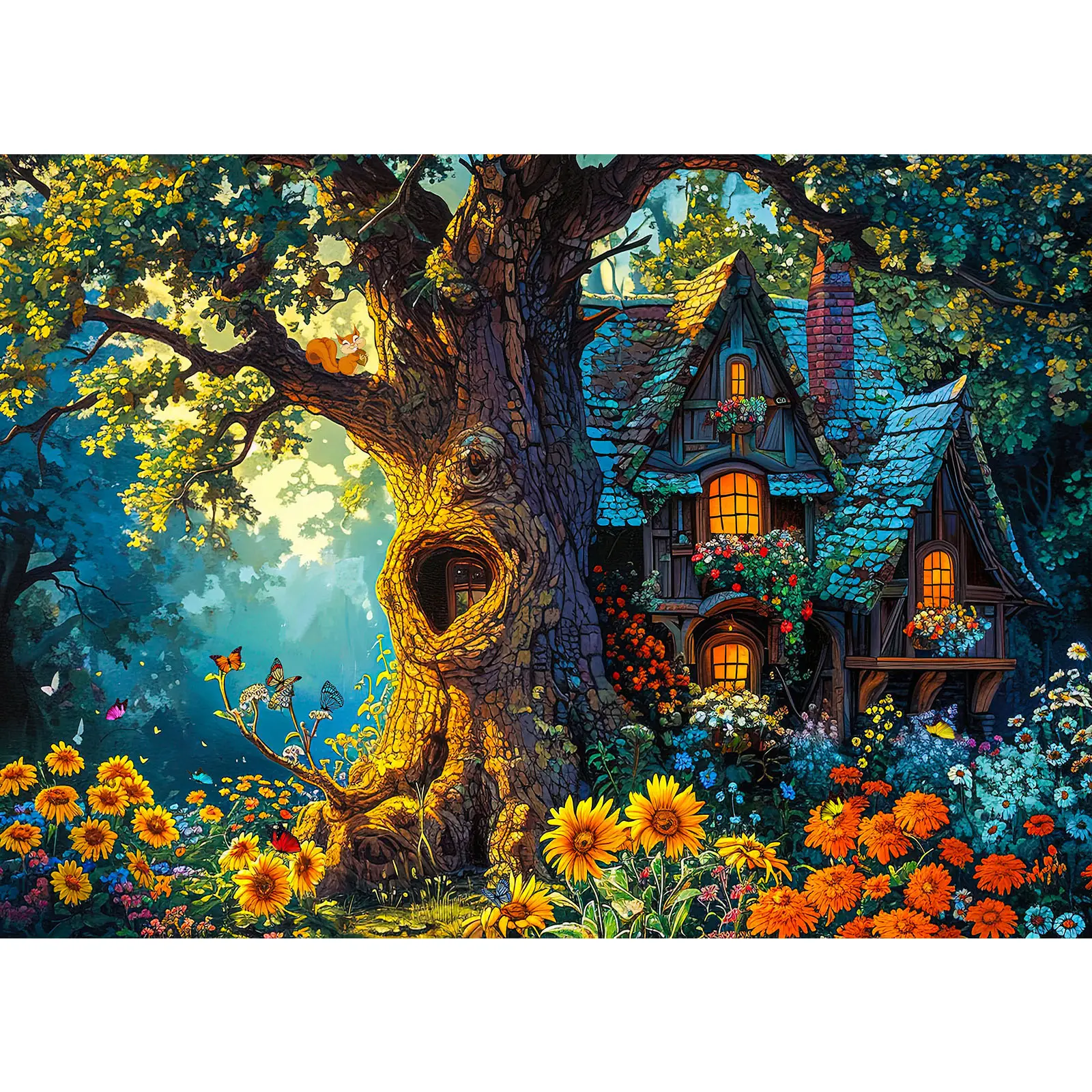 HUADADA 1000 Pieces Jigsaw Puzzles for Adult, Wonderful Tree House, Perfect Home Decorations for Holiday Vacations, Family Games, Creative Gifts
