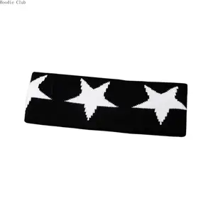 Unisex Knitted Embroidered Star Pattern Headband, Sweat-Wicking Sports Hairband, Breathable Elastic Yoga Headscarf, Fashion Street Style Workout Headband, Comfortable Hairstyle Accessory for Fitness, Running and Daily Wear