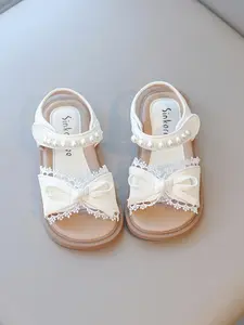Girl's Bow Decorated Sandals, Cute Lace Trim Sandals for Summer, Casual Comfortable Sandals for Daily Wear, Bowknot Design Sandals