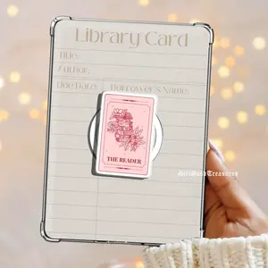 The Reader Pink Tarot Card Book And Flowers Retro Vintage Magnetic Kindle Grip Book Lover Cute Bookish Kindle Accessories Phone Holder PopSocket Phone Grip Magnetic Pop Socket Phone Grip