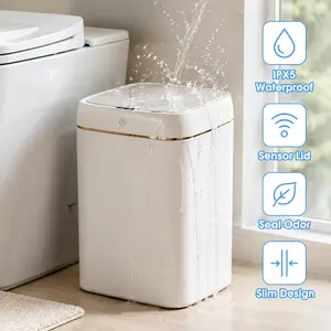 Touchless Motion Sensor Plastic Trash Can, Trash Cans for Kitchen, 11L, 2 x AA Batteries, 22.5x20x27cm for Home & Office Bathroom Supplies