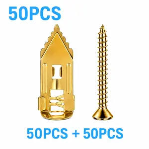 100pcs Count Drywall Self Drilling Anchors and Screws, Heavy-Duty Zinc-Plated Steel Anchors with Self-Tapping Screws, Hollow Screws and Anchors for TV, Bicycle,Cabinet Fixing Accessories, Easy Application, No Drill or Holes in Wall