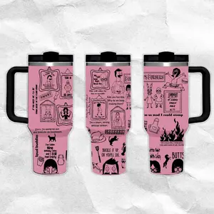 40oz Handle Stainless Steel Vacuum Flask - Stylish Bobs Burgers Design, Gothic Retro Fantasy Leakproof Insulated Tumbler with Lid, Portable Hawkins Horror-Inspired Drinkware, Large Iced Coffee Mug (Great Gift for TV Fans)
