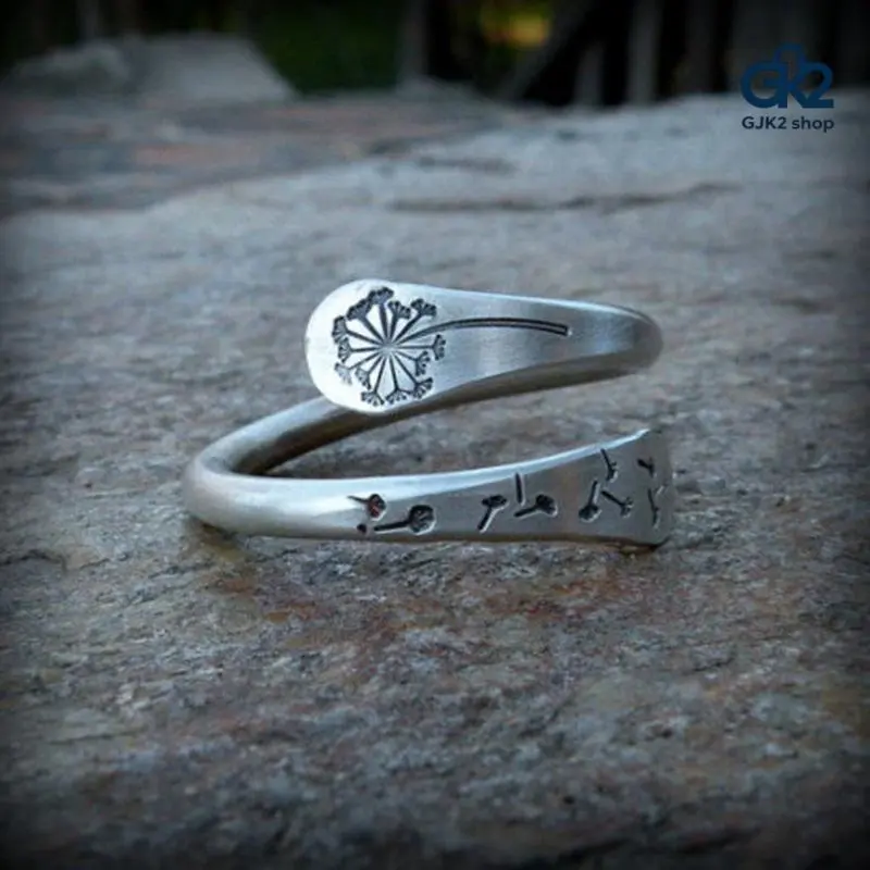Vintage Dandelion Engraved Adjustable Open Statement Ring for Women, Exquisite Versatile Stackable Jewelry, Ideal for Daily Wear, Summer Outfit, Party, Anniversary, Birthday & Holiday Gifts