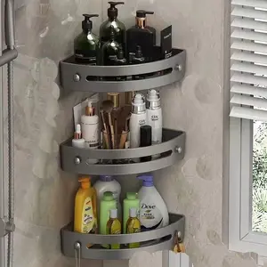 Wall Mounted Bathroom Shelf, Corner Storage Rack, Punch Free Bathroom Storage Organizer, Bathroom Accessories Organizer, Bathroom Corner Shelving Unit for Space Saving, Bathroom Organizer Supplies, Bathroom Organization, Bathroom Organizing Accessories