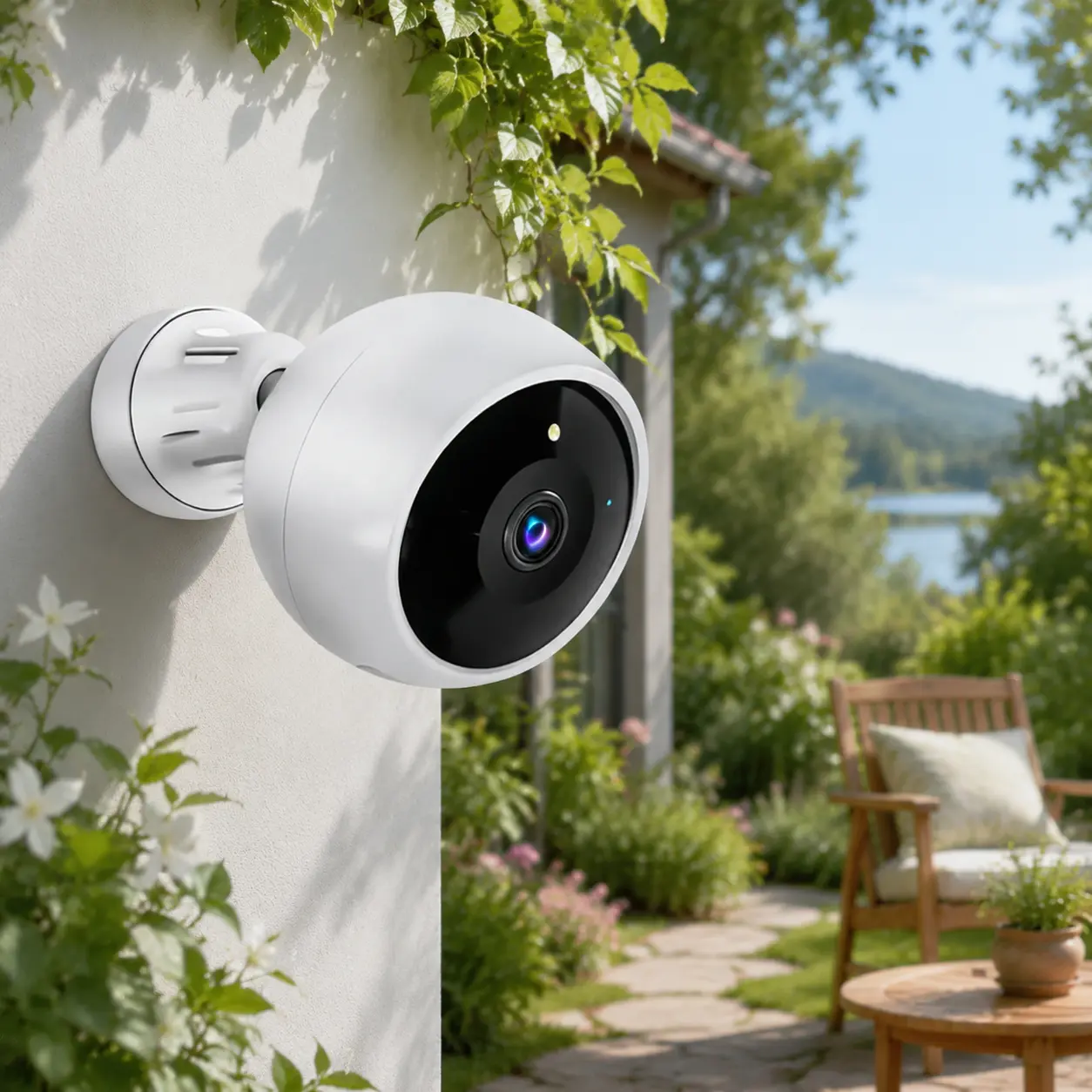 Wireless 2K Compact Digital Security Camera - Indoor/Outdoor, 2.4G Wi-Fi, Rechargeable, HD Video, Night Vision, Motion Detection, 2-Way Audio, Speaker, LED Lights, Local Micro SD Storage, Easy Installation, Smartphone Control