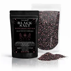Herbalista Viral Rose Petals + Black Salt 2oz (56g) | Protection & Cleansing, Ritual & Spell Salt for Witchcraft and Wiccan Practices, Spiritual Purification.