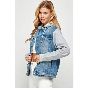 Women's Denim  Jacket with Fleece Hoodies