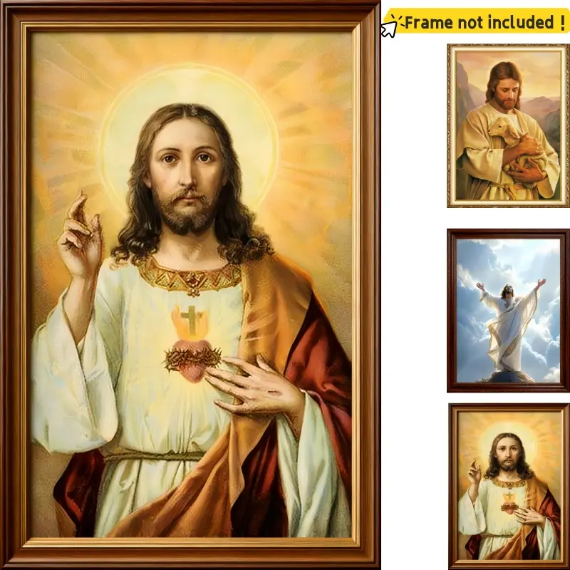 Divine Mercy Jesus Christ 3D Holographic Poster, Religious Christian Holy Wall Art Decor for Home, No Framed, 12*16in