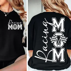 Racing Mom Shirt – Checkered Flag Race Day Vibes Tee for Race Lovers
