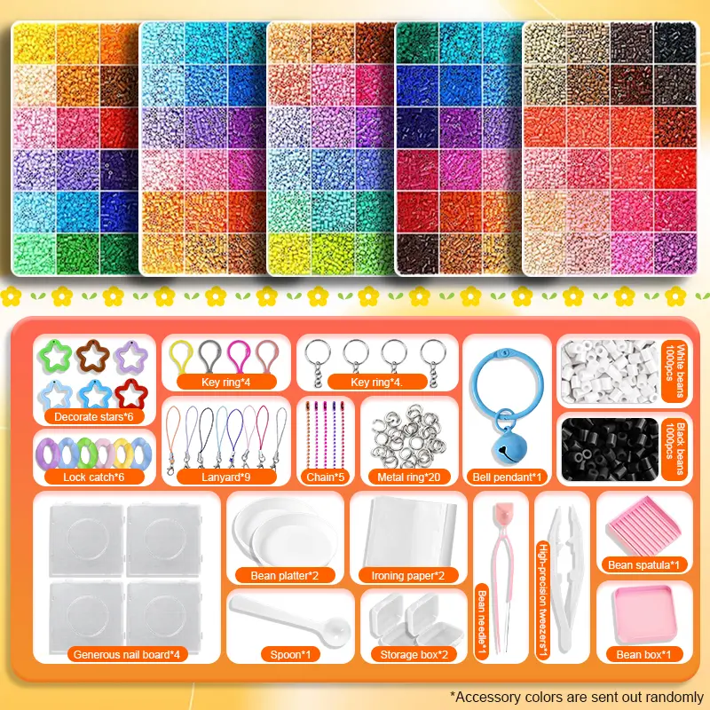 Fuse Beads Kit 24/48/72/96/120-Colors – 2.6mm 3D Pixel Beads DIY Craft Set with Pegboards, Ironing Paper & Tweezers |All-in-One Beading Kit for Jewelry Making |DIY Jewelry Accessories |Pixel Art & Room Decor |DIY Craft Projects |Handmade Art Supplies
