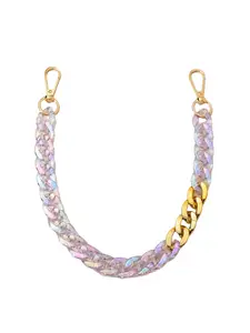 Iridescent Acrylic Bag Chain Strap: Transparent Purse Strap with Gold Accents，DIY Bag Accessory: Iridescent Resin Chain to Elevate Your Handbag Style, Fashionable Chain Strap