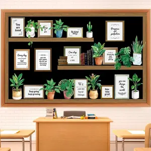 Bookshelf Bulletin Board Set  to School  Motivational Classroom Decoration Reading Poster Potted   to School Cutouts for Library Office Chalkboard Wall Door Decor