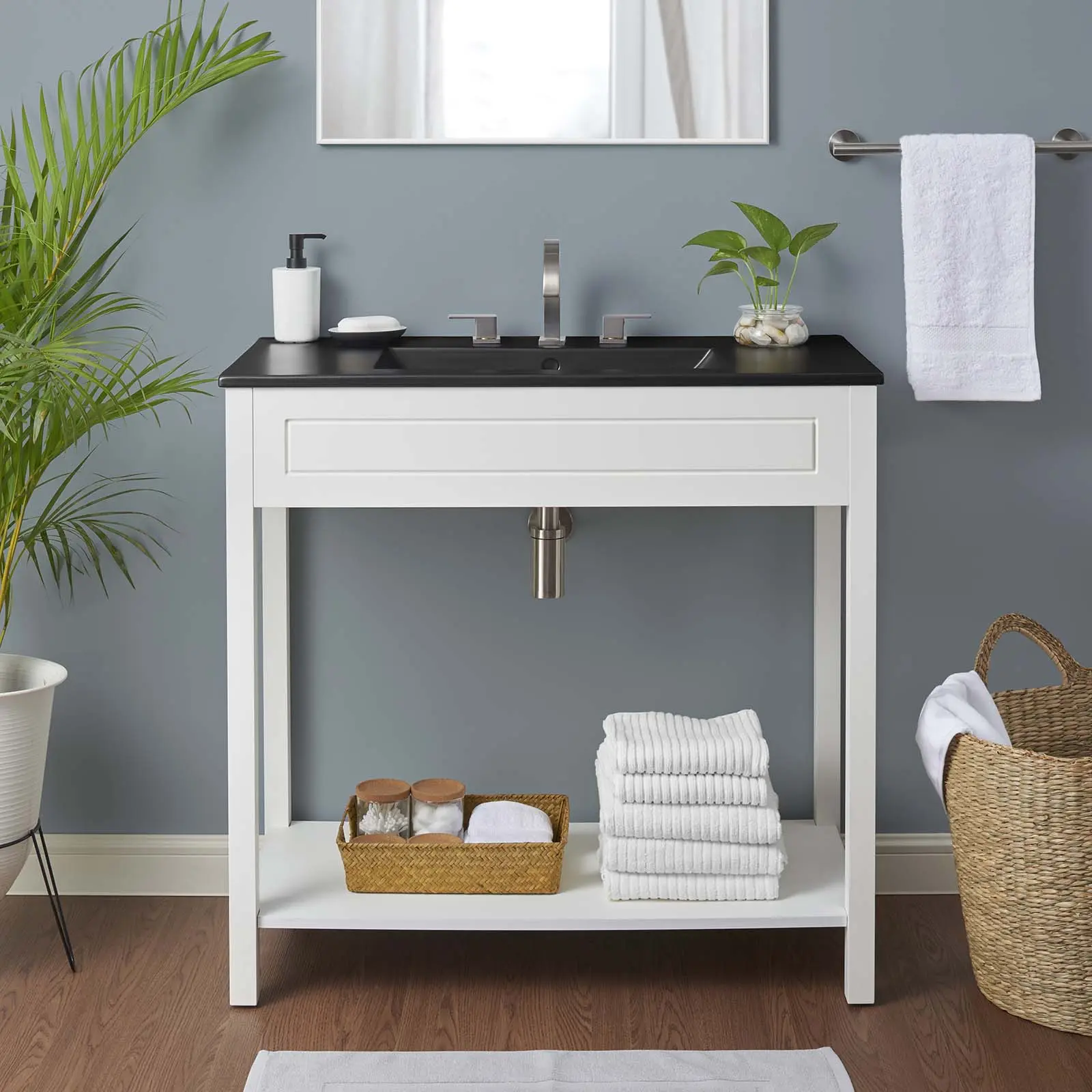 Modway Altura 36" Bathroom Vanity in White Black