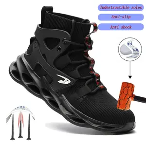 Safety shoes for Men breathable work sports shoes steel toe shoes puncture resistant safety protection shoes Indestructible soles wear resistant Roofing Shoes