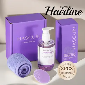 Hascuri Purple Truffle hair growth Amino Acid Shampoo Set 3 Piece Silicone Free with Scalp Massager and Hair Band for Women Teens Gift Hair Care Routine TikTok Viral