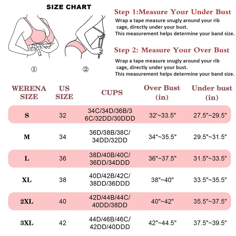 Werena Wireless Bras V-Neck Everyday Bras Seamless Full Coverage No Wire T-shirt Bras with Invisible Jelly Strip & Adjustable Straps for Women's Comfort