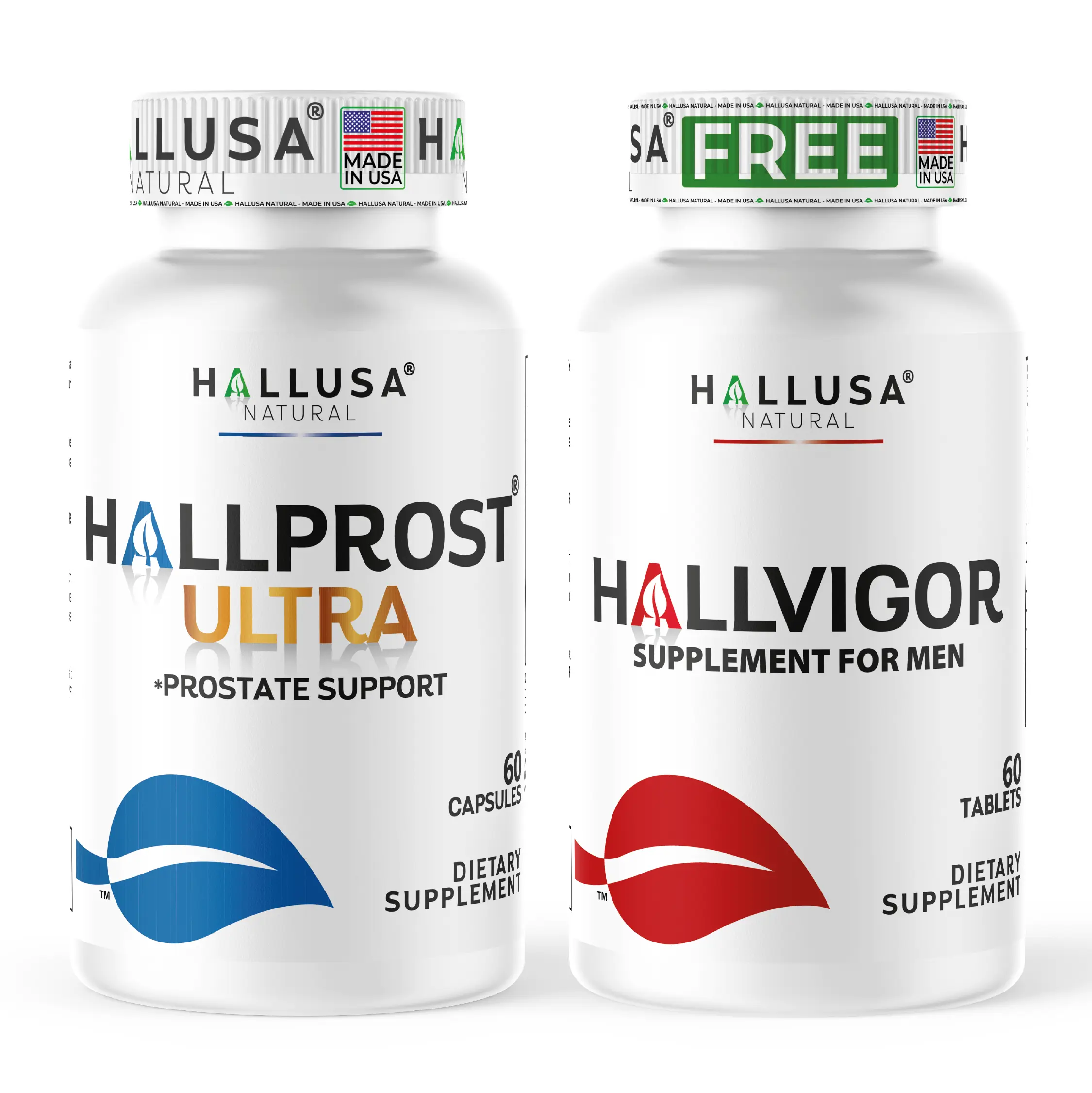 HALLUSA NATURAL Hallprost Ultra & Hallvigor Sugar-Free Dietary Capsules (120 Count) for Men - Prostate Support with Natural Ingredients, Pygeum, Pumpkin Seeds, Vitamins, Energy Needs Support for Healthy Lifestyle