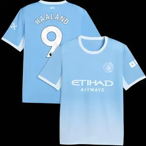 Unisex Soccer/Football Manchester City Team Erling Haaland #9 Laliga 2026/27 Home Replica jersey - Light Blue K2