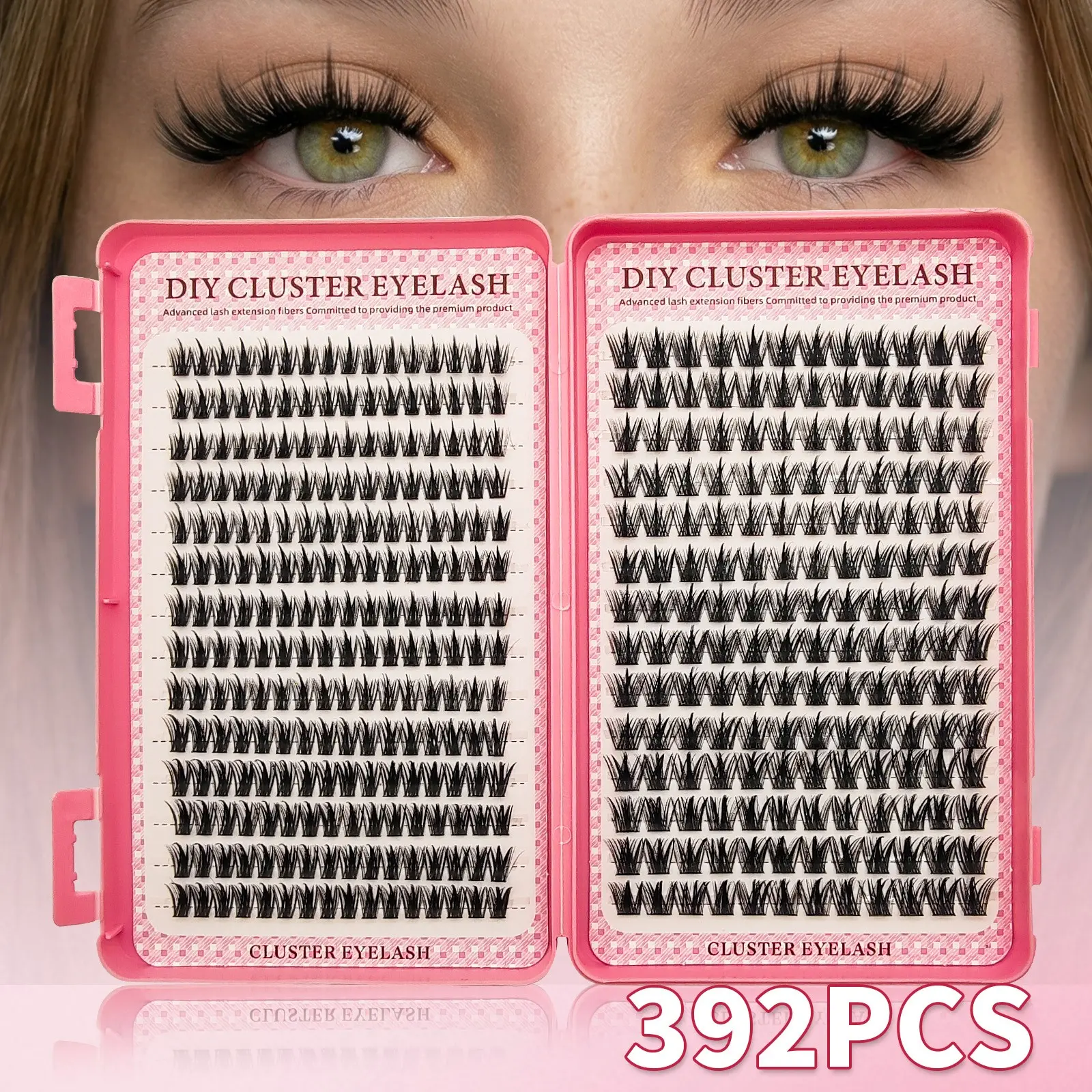 392PCS Individual Lash Clusters Book Large Capacity 2 Styles D Curl 9-16mm DIY Lash Clusters Natural, Wispy, Mega Volume Reusable Eyelash Extension For Beginner Home & On-The-Go Use For Daily Life, Dating, Wedding, Eyelash Set Diy Lashes Cluster