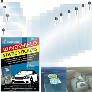 Windshield Sticker Applicator Electrostatic Film for Easy Application, Removal and Re-Application For Car, 6 Pack 5"x7", 4 Pack 2.4" x 3.1" Sheets