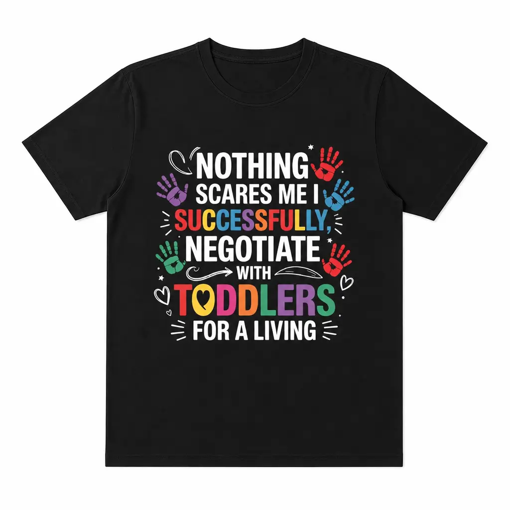 Funny Mom Life T-Shirt “Nothing Scares Me I Successfully Negotiate With Toddlers” Parenting Humor Tee Gift for Mom Working Mom Shirt
