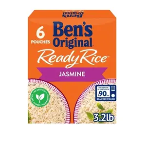 Ben's Original Ready Rice Jasmine 8.5 Oz 6-Pack Microwavable Pouches 3.2lb SPA Free Non GMO