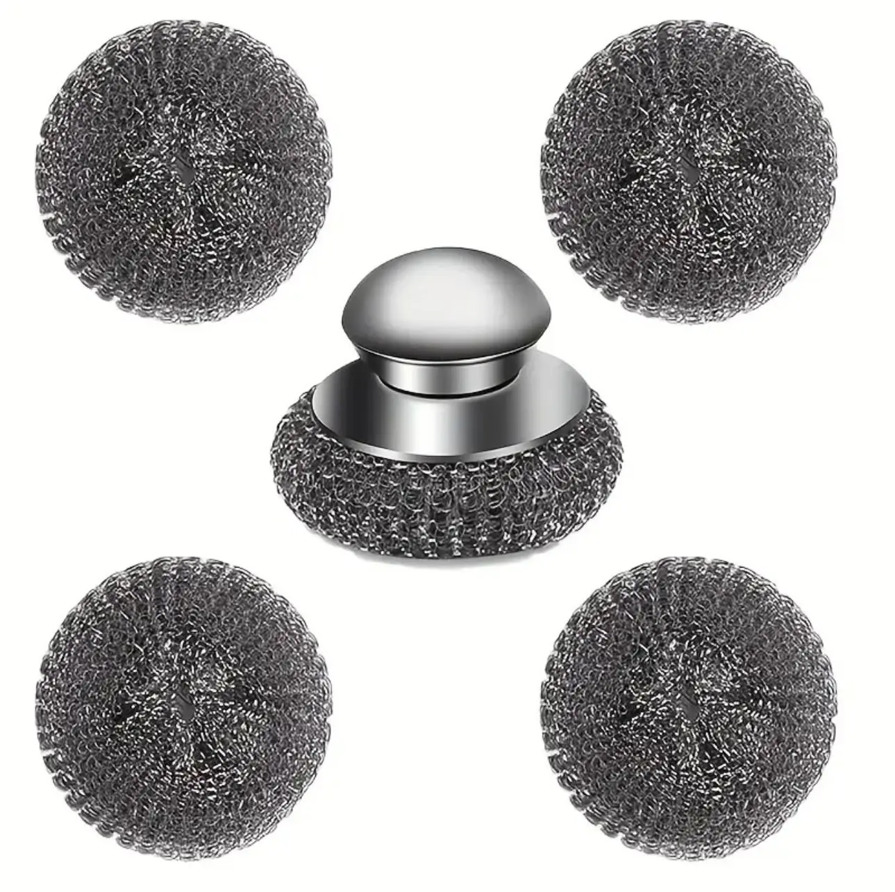 Stainless Steel Scrubber with Handle – Tough on Grease, Gentle on Your Hands