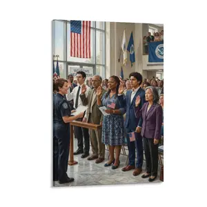 Realistic US Citizenship Ceremony Canvas Print, HD Printed Wall Art, Colorful Home/Office Decor, Durable Canvas, Celebrate New Citizenship