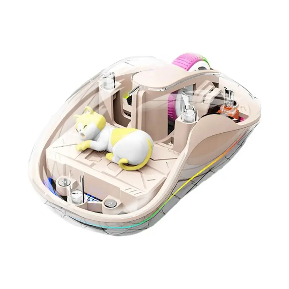 Notebook Luminous Transparent Mouse Wireless Bluetooth Three-Mode Charging Ergonomic Magnetic Doll Mouse For Tablets Laptop