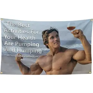 Arnold Schwarzenegger "The best activities for your health are Pumping and Humping", 3*5ft cm Flag, funny poster, durable men's gym, events, exercises... Decor Decoration