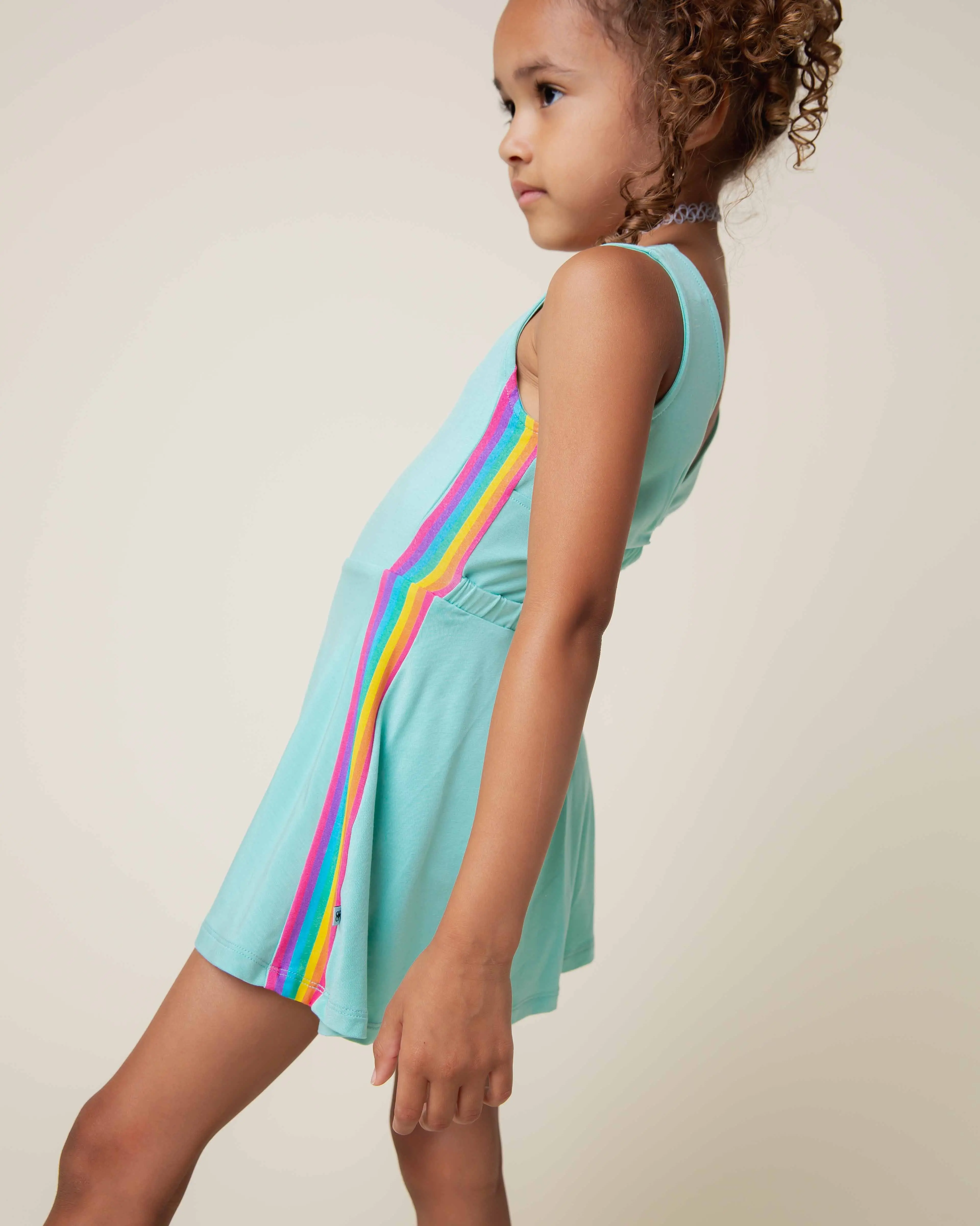 Rainbow Stripe Sleeveless Twistback Dress