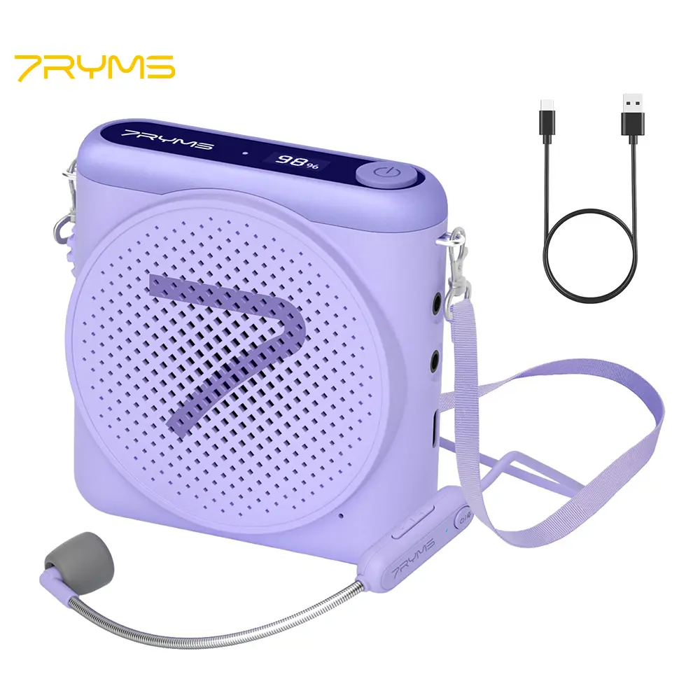 7RYMS WA1 Mini Portable Voice Amplifier with 2.4G Wireless Headset Microphone, Bluetooth, Auxiliary Input, Noise Reduction, Audio Speaker, Charging Cable Compatibility for Teachers, Computer Use, Auxillary Input