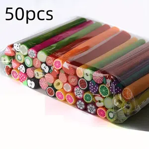 50pcs Elastic DIY Craft Sticks, Cuttable Mixed Pattern Decorative Sticks, Vibrant Colors for Phone Cases, Jewelry, Resin Crafts, Scrapbooking