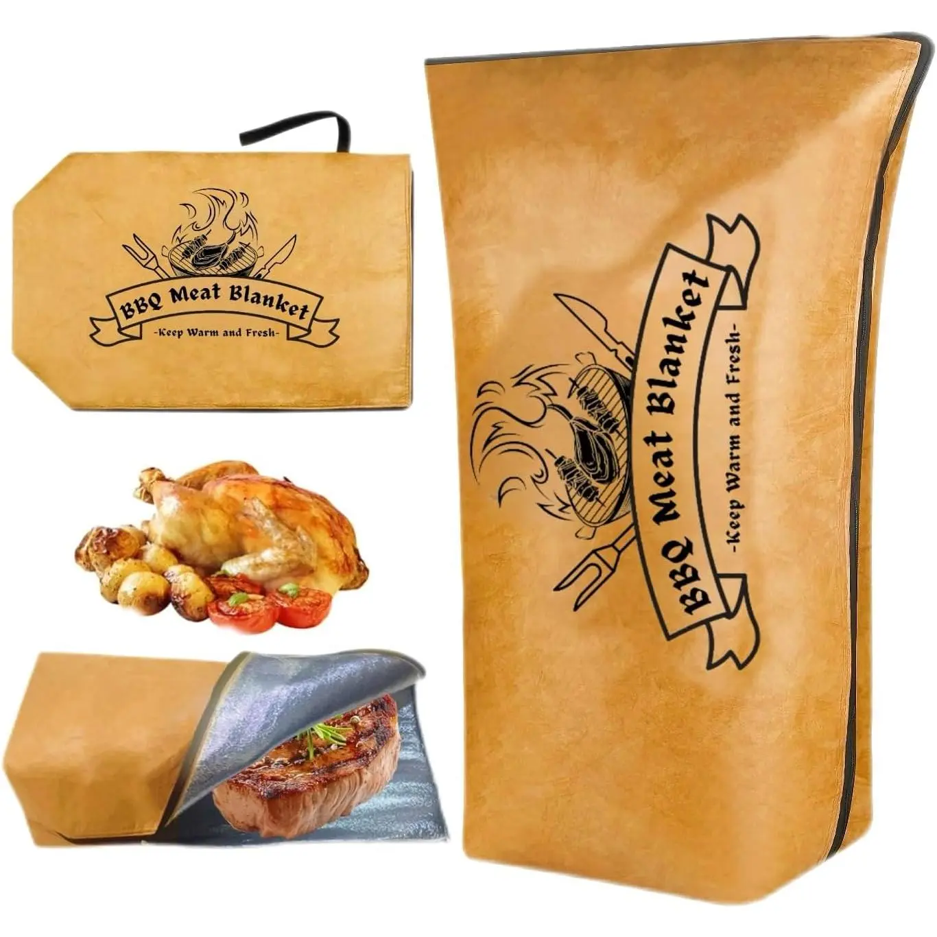 BBQ Blanket for Resting Meat,BBQ Brisket Blanket Meat Resting Blanket for ,   Grilling Meat Insulated Resting Bag with Wide Mouth for Large Brisket/Beef (Regular 21in)