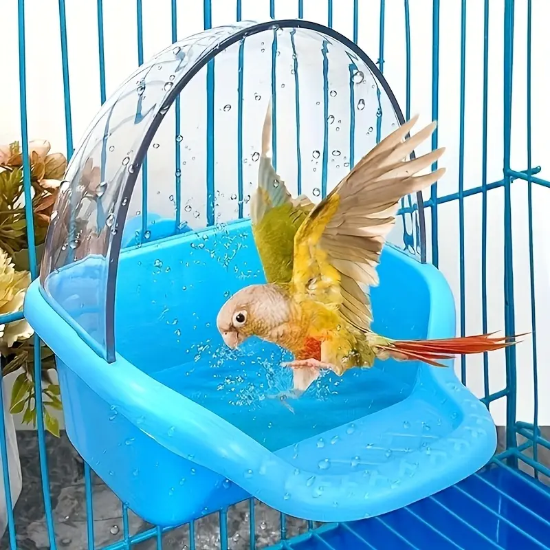 Transparent Bird Bath Tub for Cages, Durable Pe Material, Easy Clean Design, Suitable for Parrots, Lovebirds, Canaries, Parakeet Bird Bath, Outdoor Use, Bird Supplies